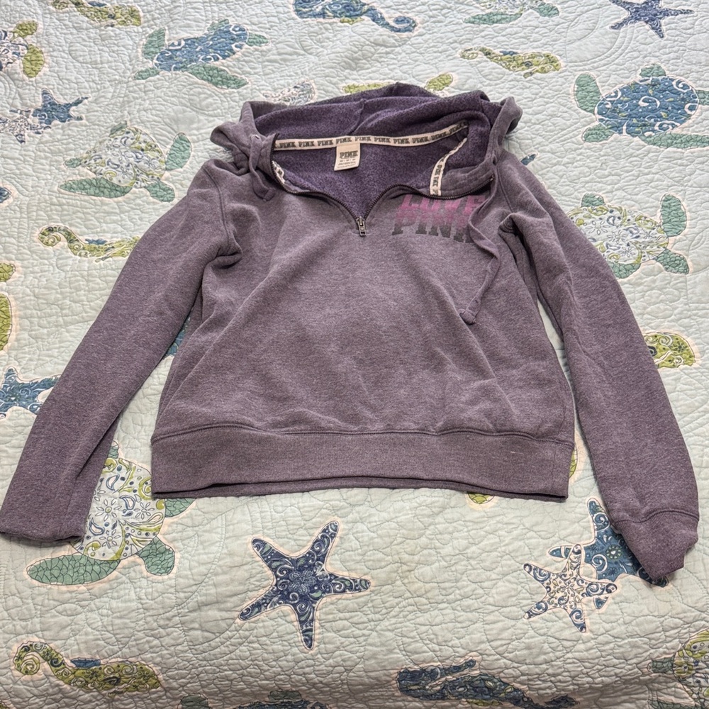 PINK Victoria's Secret Purple Quarter Zipped Hooded Sweatshirt XS
